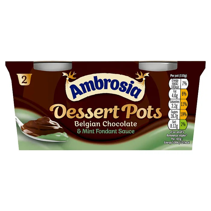 Ambrosia Dessert Pots Belgian Chocolate and Mint Fondant Sauce (2x110g) - Candy Bouquet of St. Albert