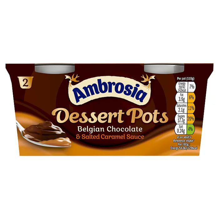 Ambrosia Dessert Pots Belgian Chocolate and Salted Caramel Sauce (2x110g) - Candy Bouquet of St. Albert