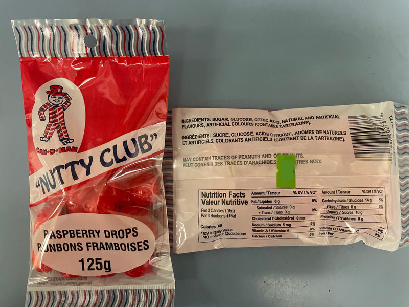 Nutty Club Raspberry Drops (125g) - Candy Bouquet of St. Albert