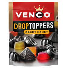 Venco Droptoppers Zacht & Zoet (soft & sweet) Licorice GF (215g)