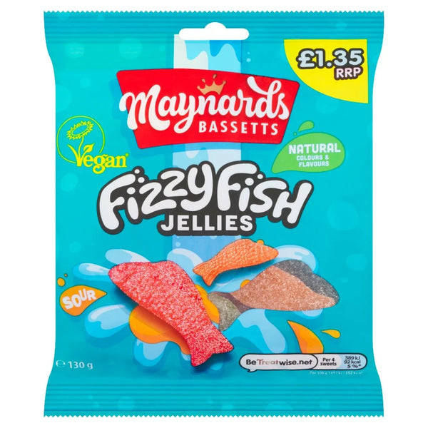 Maynards Bassetts Jellies Fizzy Fish (130g)