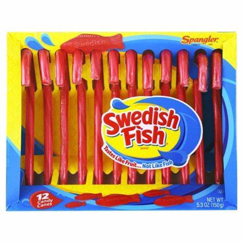 Swedish Fish Fruity Flavour Candy Canes (12 Count) - Candy Bouquet of St. Albert