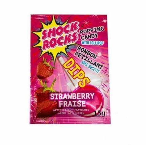 Shock Rocks Popping Candy Dips w/Lollipop Strawberry (15g) - Candy Bouquet of St. Albert