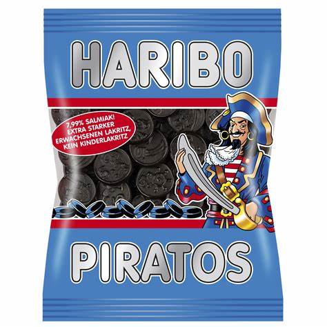 Haribo Piratos Salty Black Licorice Coins - Share Size (200g) - Candy Bouquet of St. Albert