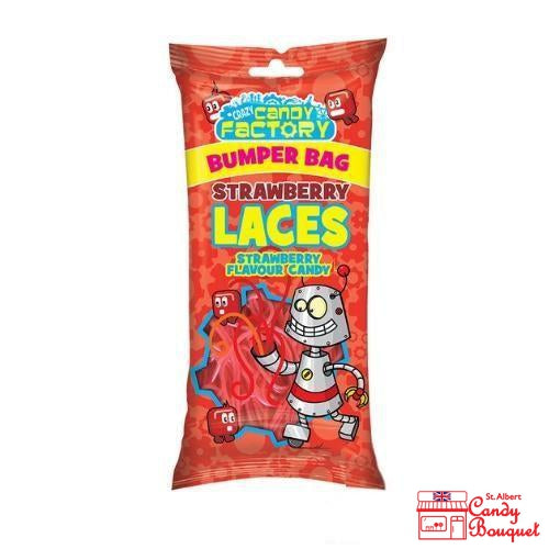 Crazy Candy Factory Licorice Laces - Strawberry (225g)-Candy Bouquet of St. Albert