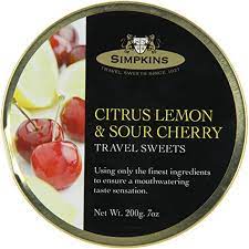 Simpkins Travel Sweets - Citrus Lemon & Sour Cherry Drops (200g) - Candy Bouquet of St. Albert
