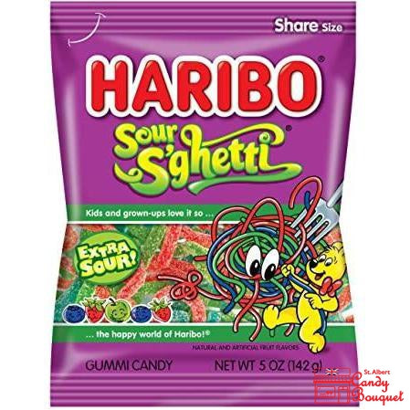 Haribo Sour S'ghetti - Share Size (142g)-Candy Bouquet of St. Albert