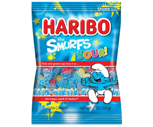 Haribo Smurfs Sour Gummy Candy - Share Size (113g) - Candy Bouquet of St. Albert