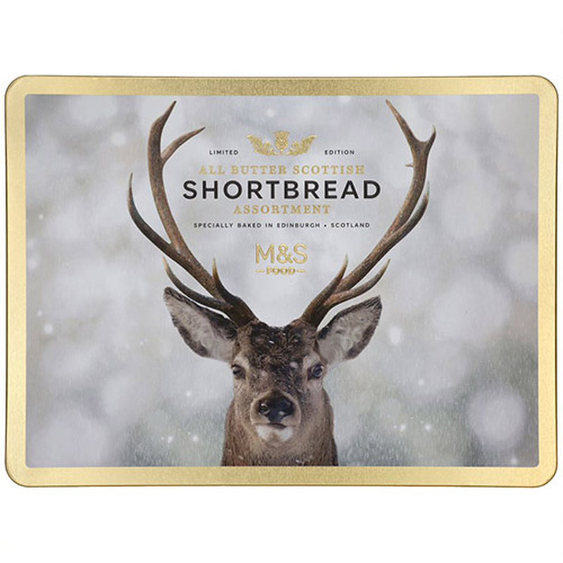 M&S All Butter Scottish Shortbread Assortment Stag & Tartan Tin (650g) - Candy Bouquet of St. Albert