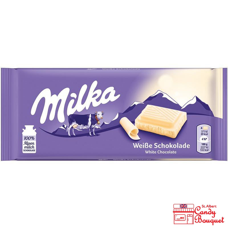 Milka White Chocolate Bar (100g)-Candy Bouquet of St. Albert