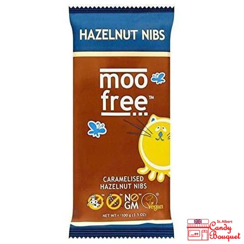 Moo Free Caramelized Hazelnut Nibs Bar (100g)-Candy Bouquet of St. Albert