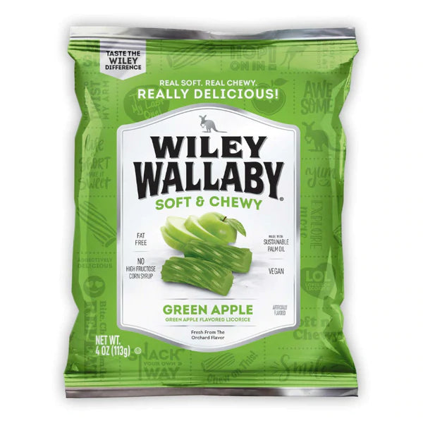 Wiley Wallaby Licorice - Green Apple (113g) - Candy Bouquet of St. Albert